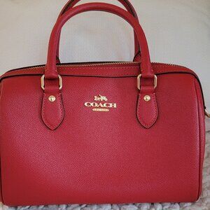 Coach Mini Rowan Satchel in RED with free Coach Wallet